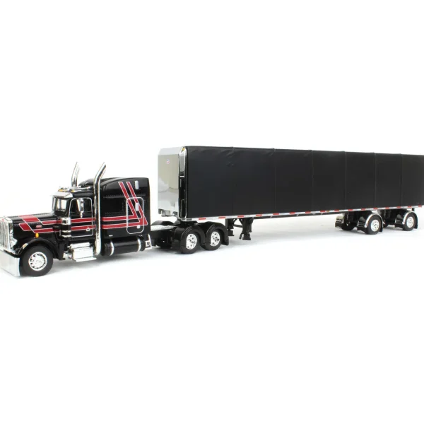 Manufacturer_DCP by First Gear Box Trucks & Trailers<1/64 Black & Red Peterbilt 359 with Utility Roll Tarp Trailer, DCP by First Gear