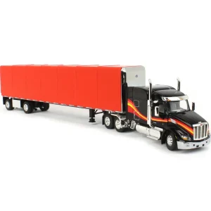 Manufacturer_DCP by First Gear Box Trucks & Trailers<1/64 Black & Red Peterbilt 579 Sleeper w/ 53' Utility Roll Tarp Trailer, DCP by First Gear