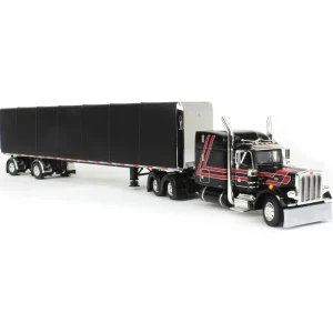 Manufacturer_DCP by First Gear Box Trucks & Trailers<1/64 Black & Red Peterbilt 359 with Utility Roll Tarp Trailer, DCP by First Gear