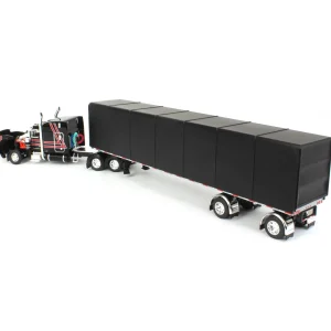 Manufacturer_DCP by First Gear Box Trucks & Trailers<1/64 Black & Red Peterbilt 359 with Utility Roll Tarp Trailer, DCP by First Gear