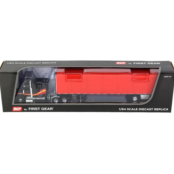 Manufacturer_DCP by First Gear Box Trucks & Trailers<1/64 Black & Red Peterbilt 579 Sleeper w/ 53' Utility Roll Tarp Trailer, DCP by First Gear