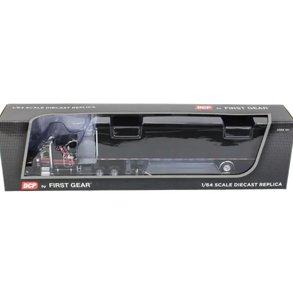 Manufacturer_DCP by First Gear Box Trucks & Trailers<1/64 Black & Red Peterbilt 359 with Utility Roll Tarp Trailer, DCP by First Gear