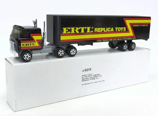 Manufacturer_ERTL Box Trucks & Trailers<1/64 Black Cabover with ERTL Replica Toys Decals