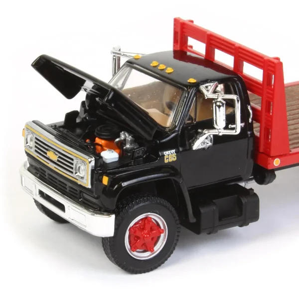 Manufacturer_DCP by First Gear Lowboys & Flatbeds<1/64 Black Chevy C65 Single Axle Truck with Red Flatbed, DCP by First Gear