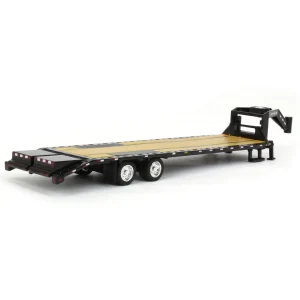 Manufacturer_Greenlight Collectibles Lowboys & Flatbeds<1/64 Black Gooseneck Trailer with Red & White Conspicuity Stripes