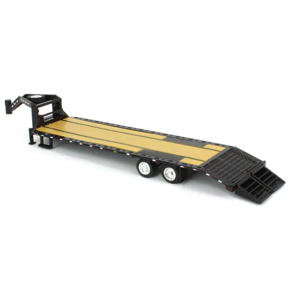 Manufacturer_Greenlight Collectibles Lowboys & Flatbeds<1/64 Black Gooseneck Trailer with Red & White Conspicuity Stripes