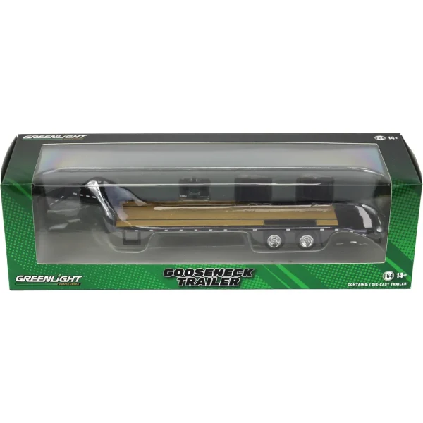 Manufacturer_Greenlight Collectibles Lowboys & Flatbeds<1/64 Black Gooseneck Trailer with Red & White Conspicuity Stripes