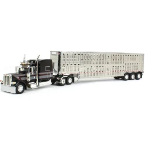 Manufacturer_DCP by First Gear Agricultural Trucks<1/64 Black, Gray & Red Peterbilt 389 w/ Tri-axle Wilson Livestock Trailer, DCP by First Gear
