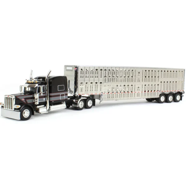 Manufacturer_DCP by First Gear Agricultural Trucks<1/64 Black, Gray & Red Peterbilt 389 w/ Tri-axle Wilson Livestock Trailer, DCP by First Gear