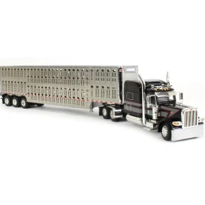 Manufacturer_DCP by First Gear Agricultural Trucks<1/64 Black, Gray & Red Peterbilt 389 w/ Tri-axle Wilson Livestock Trailer, DCP by First Gear