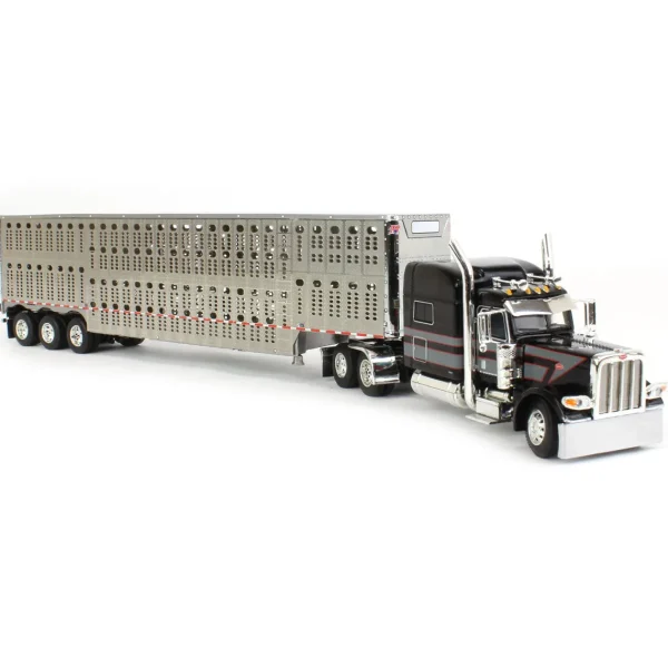 Manufacturer_DCP by First Gear Agricultural Trucks<1/64 Black, Gray & Red Peterbilt 389 w/ Tri-axle Wilson Livestock Trailer, DCP by First Gear