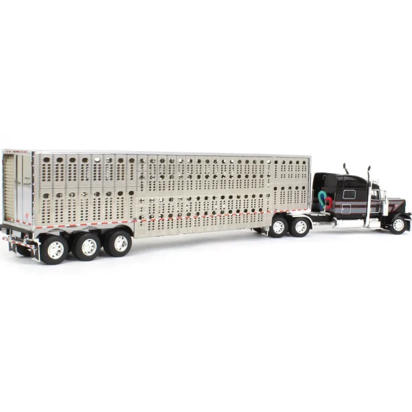 Manufacturer_DCP by First Gear Agricultural Trucks<1/64 Black, Gray & Red Peterbilt 389 w/ Tri-axle Wilson Livestock Trailer, DCP by First Gear