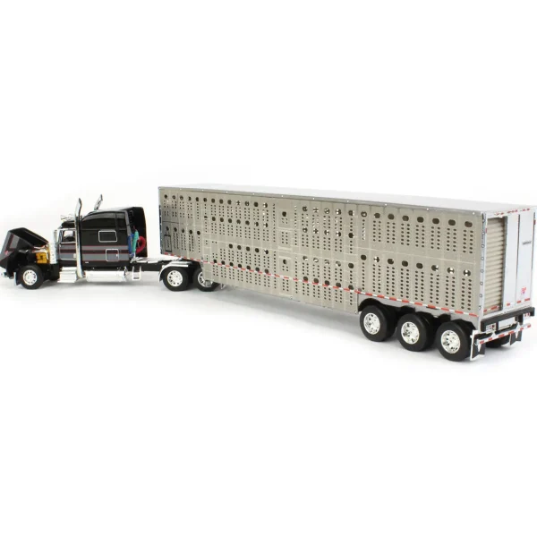 Manufacturer_DCP by First Gear Agricultural Trucks<1/64 Black, Gray & Red Peterbilt 389 w/ Tri-axle Wilson Livestock Trailer, DCP by First Gear