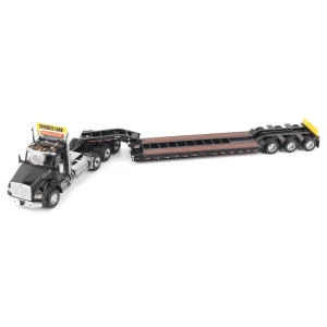 Manufacturer_Diecast Masters Lowboys & Flatbeds<1/50 Black Kenworth T880 SBFA with Black Trail King TK120 HDG Lowboy Trailer