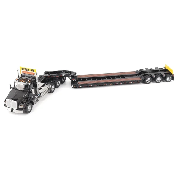 Manufacturer_Diecast Masters Lowboys & Flatbeds<1/50 Black Kenworth T880 SBFA with Black Trail King TK120 HDG Lowboy Trailer