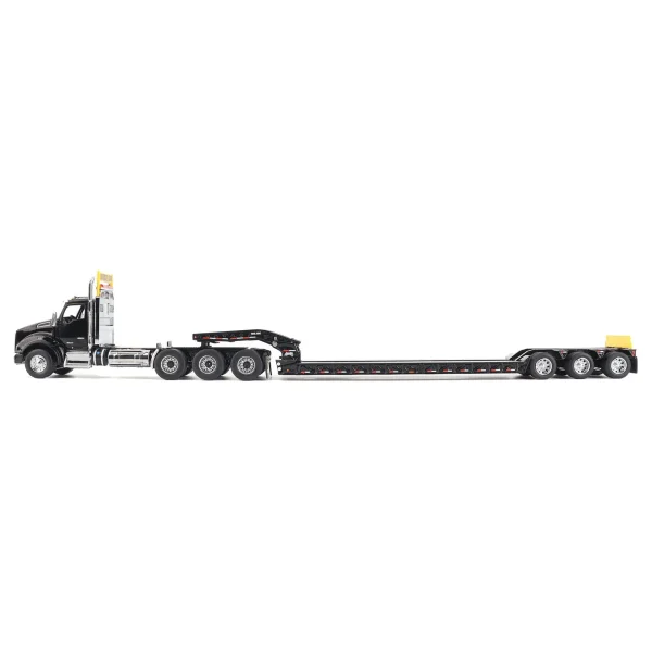 Manufacturer_Diecast Masters Lowboys & Flatbeds<1/50 Black Kenworth T880 SBFA with Black Trail King TK120 HDG Lowboy Trailer