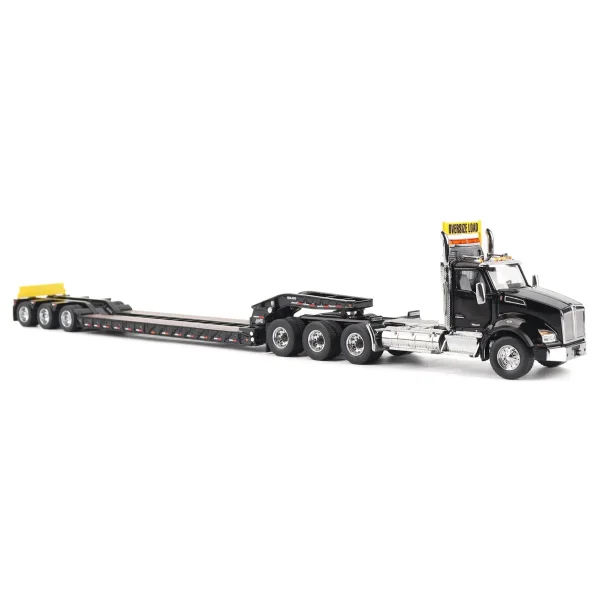 Manufacturer_Diecast Masters Lowboys & Flatbeds<1/50 Black Kenworth T880 SBFA with Black Trail King TK120 HDG Lowboy Trailer