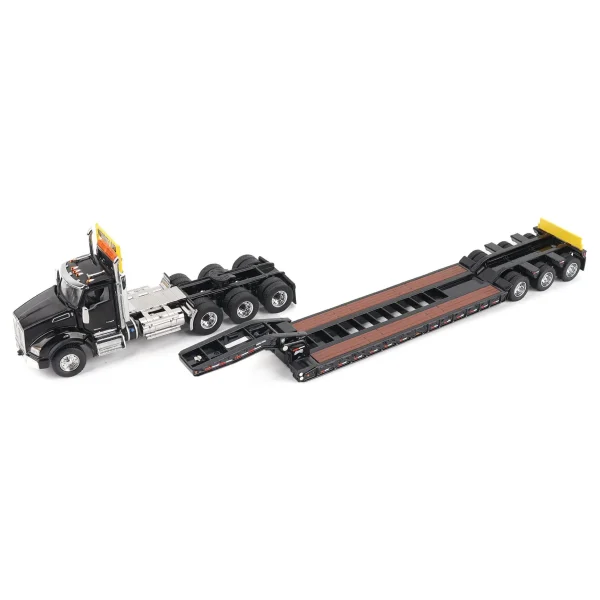 Manufacturer_Diecast Masters Lowboys & Flatbeds<1/50 Black Kenworth T880 SBFA with Black Trail King TK120 HDG Lowboy Trailer