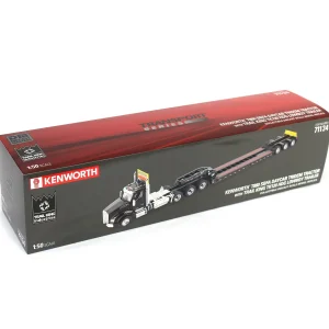 Manufacturer_Diecast Masters Lowboys & Flatbeds<1/50 Black Kenworth T880 SBFA with Black Trail King TK120 HDG Lowboy Trailer