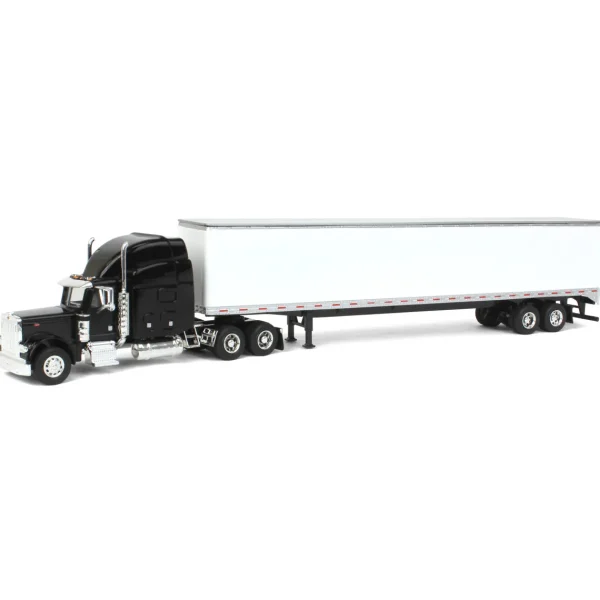 Manufacturer_SpecCast Box Trucks & Trailers<1/64 Black Peterbilt 379 Sleeper & 53ft Trailer with Single Rear Door