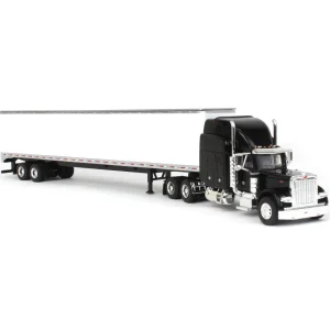 Manufacturer_SpecCast Box Trucks & Trailers<1/64 Black Peterbilt 379 Sleeper & 53ft Trailer with Single Rear Door