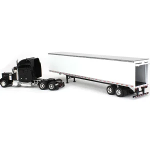 Manufacturer_SpecCast Box Trucks & Trailers<1/64 Black Peterbilt 379 Sleeper & 53ft Trailer with Single Rear Door