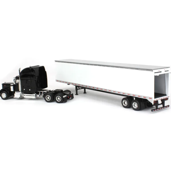 Manufacturer_SpecCast Box Trucks & Trailers<1/64 Black Peterbilt 379 Sleeper & 53ft Trailer with Single Rear Door