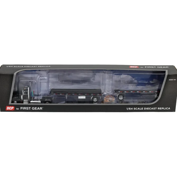 Manufacturer_DCP by First Gear Lowboys & Flatbeds<1/64 Black Peterbilt 379 with 28.5ft Utility Tandem Flatbed Trailers, DCP by First Gear
