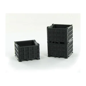 Outback Toys 3D Print & Small Accessories<1/64 Black Plastic Bin Pallet (3), 3D Printed