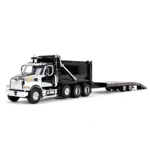 Manufacturer_DCP by First Gear Dump Trucks | Lowboys & Flatbeds<1/64 Black Western Star 49X with Ox Bodies Dump & Beaver Tail Trailer, DCP by First Gear