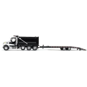 Manufacturer_DCP by First Gear Dump Trucks | Lowboys & Flatbeds<1/64 Black Western Star 49X with Ox Bodies Dump & Beaver Tail Trailer, DCP by First Gear