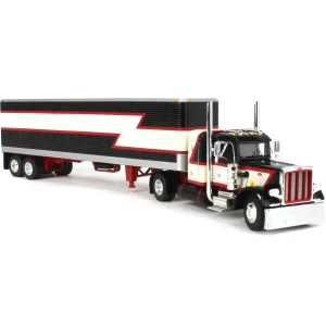 Manufacturer_DCP by First Gear Box Trucks & Trailers<1/64 Black/Cream/Red Peterbilt 359 w/ 36in Flattop Sleeper & 40ft Vintage Trailer, DCP by First Gear