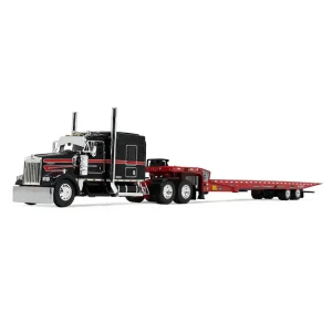 Manufacturer_DCP by First Gear Lowboys & Flatbeds<1/64 Black/Red Kenworth W900L with Landoll 440B-50CA Traveling Axle Trailer, DCP by First Gear