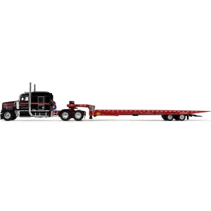 Manufacturer_DCP by First Gear Lowboys & Flatbeds<1/64 Black/Red Kenworth W900L with Landoll 440B-50CA Traveling Axle Trailer, DCP by First Gear