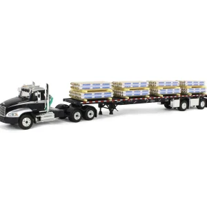 Manufacturer_DCP by First Gear Lowboys & Flatbeds<1/64 Black/Silver Mack Pinnacle with 53ft Wilson Roadbrute Trailer & Pallet Load, DCP by First Gear