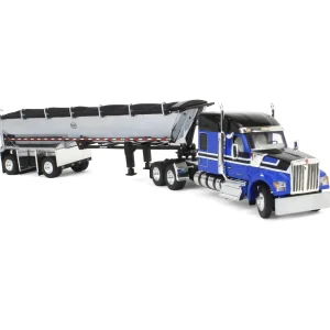 Manufacturer_DCP by First Gear Dump Trucks<1/64 Blue & Black Kenworth W990 with Chrome MAC End Dump Trailer, DCP by First Gear