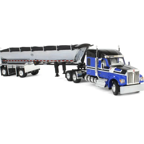 Manufacturer_DCP by First Gear Dump Trucks<1/64 Blue & Black Kenworth W990 with Chrome MAC End Dump Trailer, DCP by First Gear