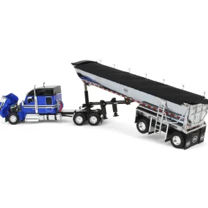 Manufacturer_DCP by First Gear Dump Trucks<1/64 Blue & Black Kenworth W990 with Chrome MAC End Dump Trailer, DCP by First Gear