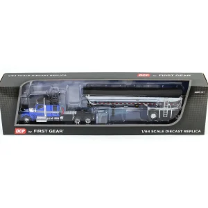 Manufacturer_DCP by First Gear Dump Trucks<1/64 Blue & Black Kenworth W990 with Chrome MAC End Dump Trailer, DCP by First Gear