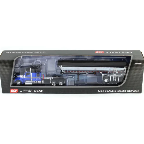 Manufacturer_DCP by First Gear Dump Trucks<1/64 Blue & Black Kenworth W990 with Chrome MAC End Dump Trailer, DCP by First Gear