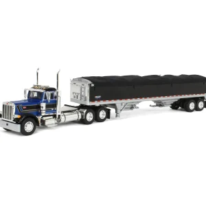 Manufacturer_DCP by First Gear Agricultural Trucks<1/64 Blue & Black Peterbilt 379 Day Cab with Black Wilson Pacesetter Grain Trailer, DCP by First Gear