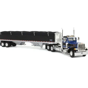 Manufacturer_DCP by First Gear Agricultural Trucks<1/64 Blue & Black Peterbilt 379 Day Cab with Black Wilson Pacesetter Grain Trailer, DCP by First Gear