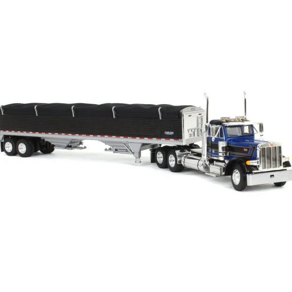Manufacturer_DCP by First Gear Agricultural Trucks<1/64 Blue & Black Peterbilt 379 Day Cab with Black Wilson Pacesetter Grain Trailer, DCP by First Gear