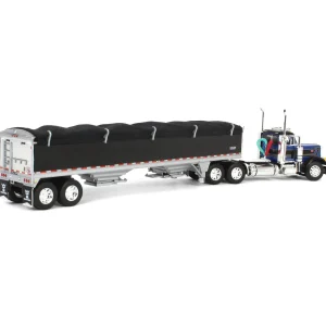 Manufacturer_DCP by First Gear Agricultural Trucks<1/64 Blue & Black Peterbilt 379 Day Cab with Black Wilson Pacesetter Grain Trailer, DCP by First Gear