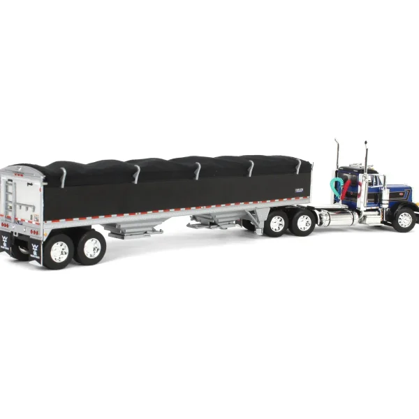 Manufacturer_DCP by First Gear Agricultural Trucks<1/64 Blue & Black Peterbilt 379 Day Cab with Black Wilson Pacesetter Grain Trailer, DCP by First Gear