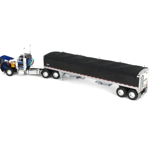 Manufacturer_DCP by First Gear Agricultural Trucks<1/64 Blue & Black Peterbilt 379 Day Cab with Black Wilson Pacesetter Grain Trailer, DCP by First Gear