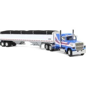 Manufacturer_DCP by First Gear Agricultural Trucks<1/64 Blue & White Ford LTL 9000 with Wilson Grain Trailer, DCP by First Gear