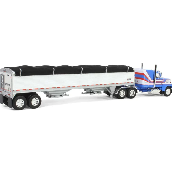 Manufacturer_DCP by First Gear Agricultural Trucks<1/64 Blue & White Ford LTL 9000 with Wilson Grain Trailer, DCP by First Gear
