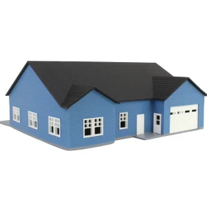 Outback Toys 3D Print & Small Accessories<1/64 Blue & White “The Ranch” Farm House w/ Opening Garage & Back Deck, 3D Printed