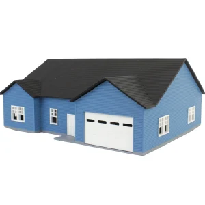 Outback Toys 3D Print & Small Accessories<1/64 Blue & White “The Ranch” Farm House w/ Opening Garage & Back Deck, 3D Printed